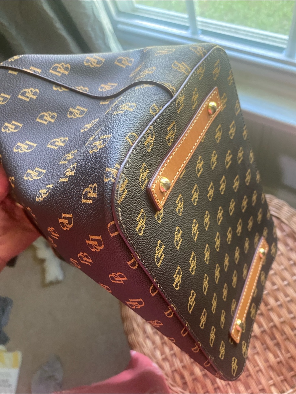 Dooney & Bourke dark brown Tote with Tan Trim and Tassel - Picture 3 of 7